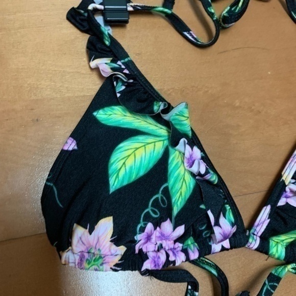 Top Shop Floral Frill Triangle Bikini Top Size 6 - Picture 6 of 7